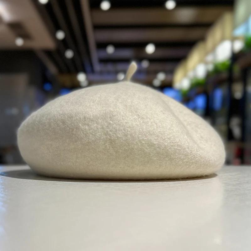 Elegant Wool Beret Hats Women Winter French Hat Girls Solid Fashion Autumn Winter Beret Hat For Women Warm Felt Street Berets