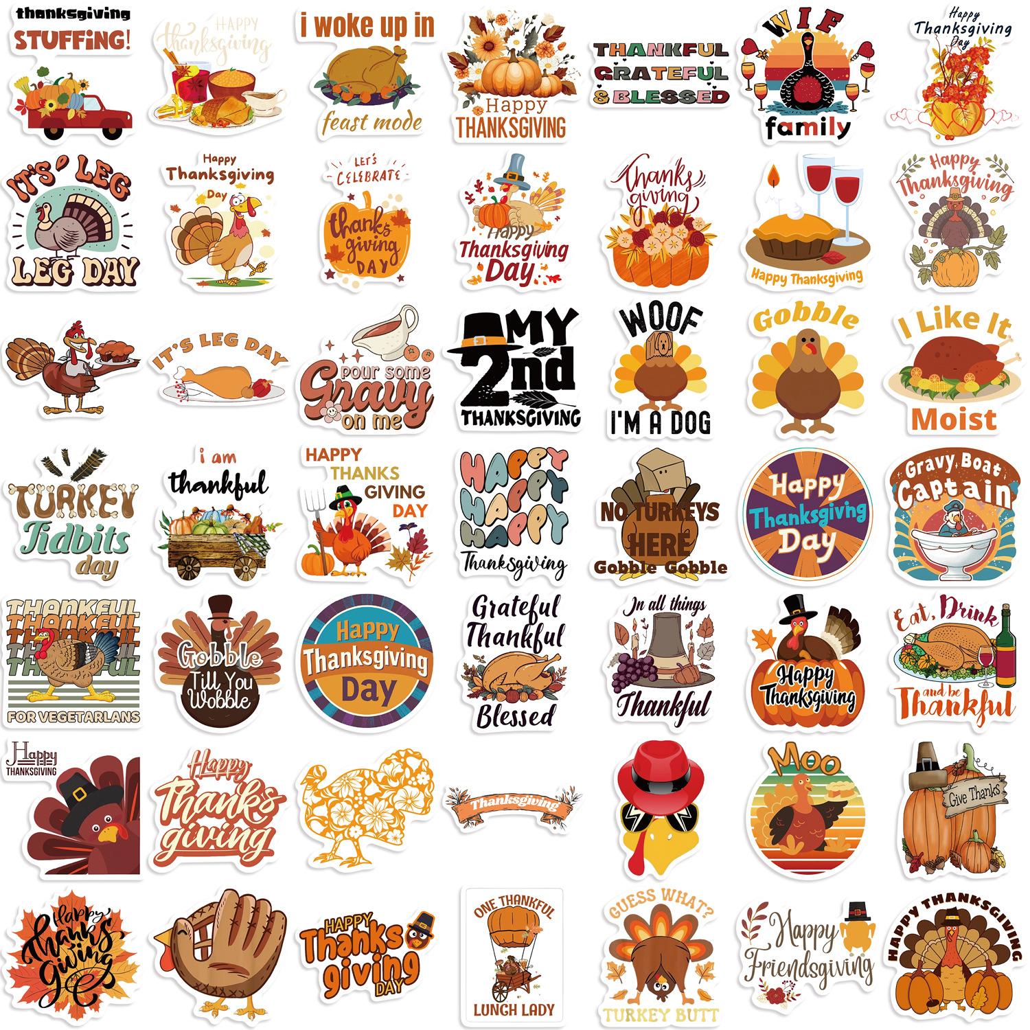 

100 Cartoon Thanksgiving Graffiti Stickers Personalized Decoration Motorcycle Suitcase Guitar Waterproof Stickers