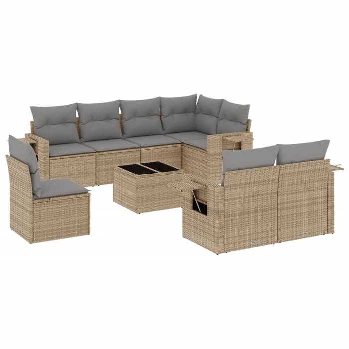 VidaXL Garden Lounge Set with Cushions 9 Pcs, Patio Sofas, Patio Furniture Set, Outdoor Furniture, Beige 3220448