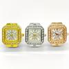 Trendy Diamond Ring Watch Square Full Diamond Adjustable Time Ring Watch Instagram