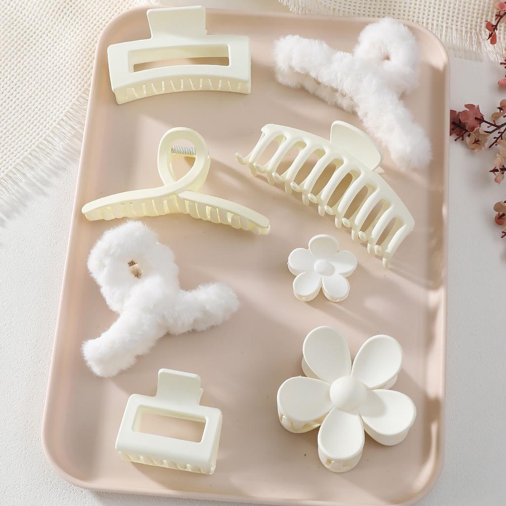 8Pcs Fashion Hair Clips for Women Neutral Colors Large Hair Claw for Thin Thick Hair Matte Hairpins Women Hair Accessories