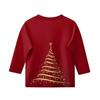 Christmas Day Print Tops For Youth Girls 4-11 Years Round Neck 3/4 Sleeves T-Shirts Trendy Tops Outfit Tees