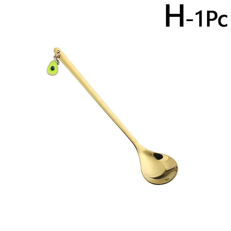 Edelstahllöffel Rührlöffel mit Fruchtanhänger Kaffeemischlöffel Dessertlöffel Tischdeko Partygeschenk Küchenwerkzeug