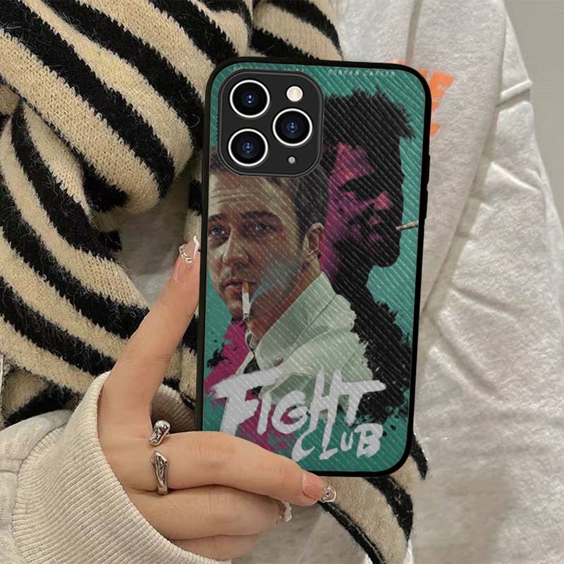 Fight Club Movie Poster Phone Case Hard Leather Case for IPhone 18 11 12 13 Mini Pro Max 8 7 Plus SE 2020 X XR XS Coque