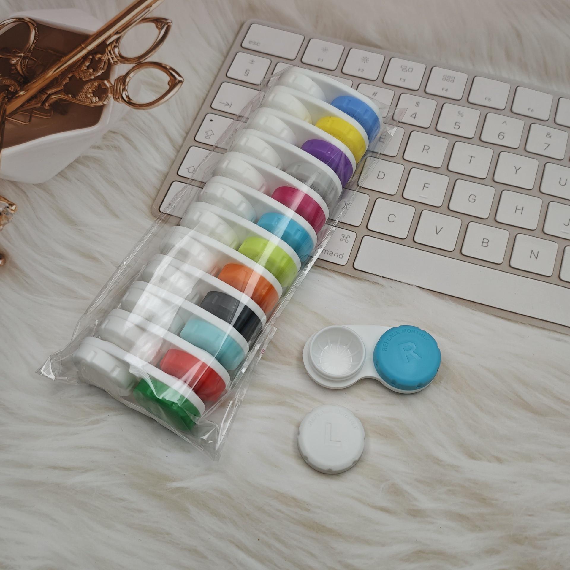 

Набор из 12 контейнеров для контактных линз с двойным отделением - 12 цветов 21*9.0*3.8cm (90g)