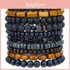 Vintage Holzperlen Lavastein Herrenarmbänder mit elastischem Band für Reise Geschenk