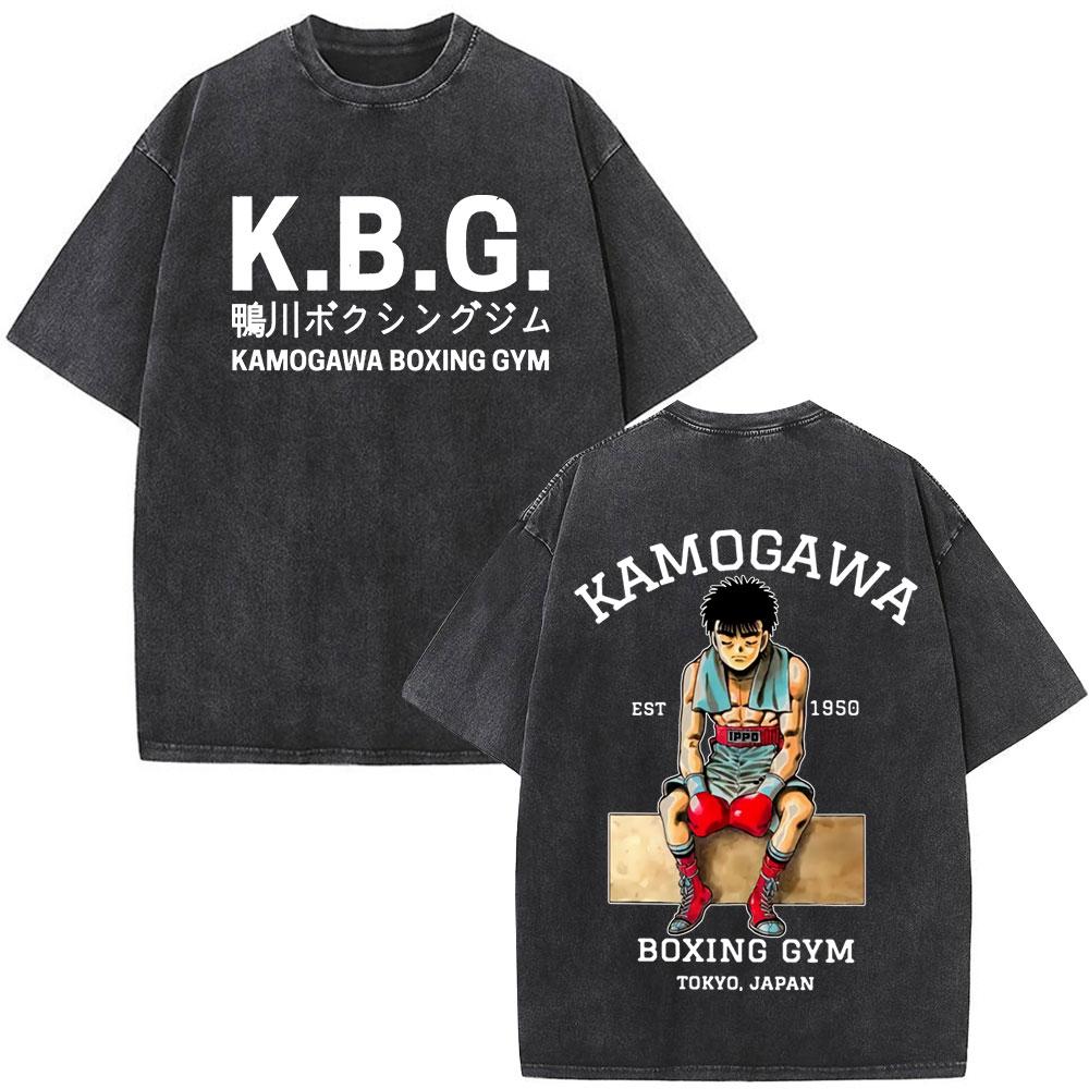 

Anime Hajime No Ippo Kamogawa Boxing Gym Washed T-shirts Makunouchi Takamura KGB T Shirts Men s Clothing Casual Cotton T-shirt 5XL різнокольоровий