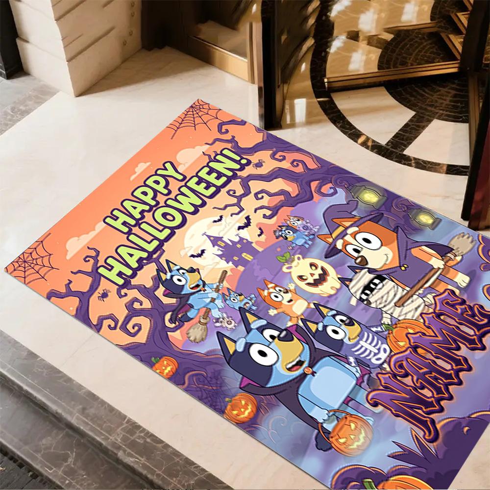 Halloween Costume Parade Customizable Name Floor Rug Office Rug Perfect for Kitchen Entryway Playrooms Study Room Anti-slip Rug Anime Office Decor