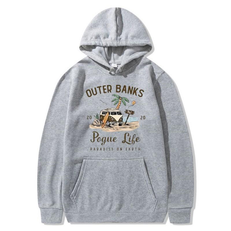 Outer Banks Pogue Life Printed Hooded Sweatshirt Men Loose Fit Fleece Pullover Fall