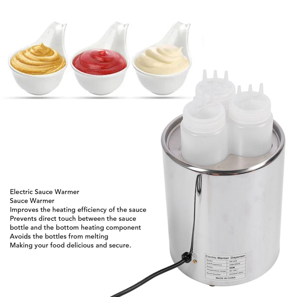 Electric Sauce Heater Stainless Steel 30-100 Degree Centigrade Electric Cheese Warmer Thick Water Bath Heating for Chocolate