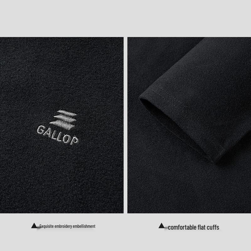 HLA Men's Brushed Embroidered Half-Placket Long Sleeve Casual Top