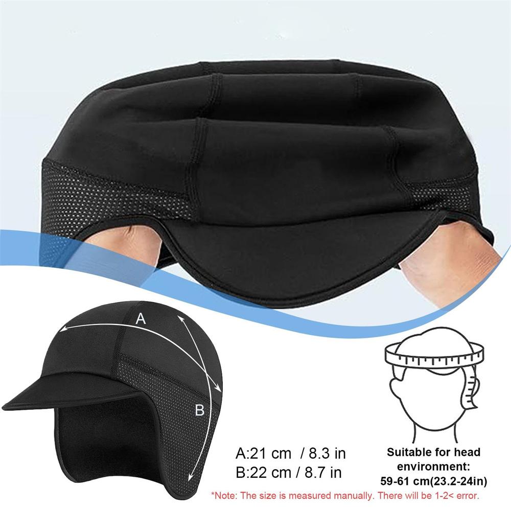 Cycling Hat Mens Womens Windproof Helmet lining Cap for Running Jogging Ski,Small Brim Baseball Cap with Breathable Earmuffs