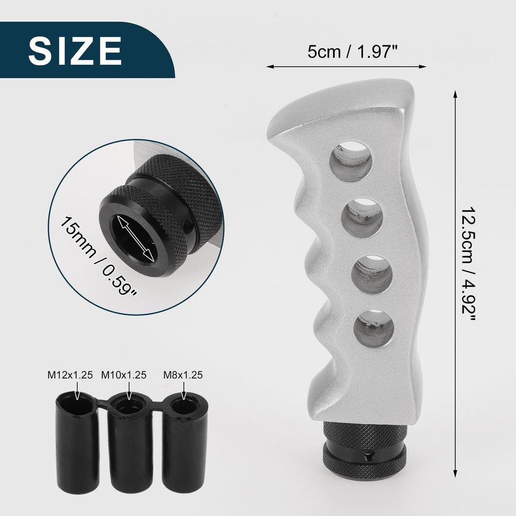 TUCKBOLD Car Shift Silver 1 with 3 Durable Knob, Tone, Set, Universal, Resin/Aluminum Alloy, Adapters,