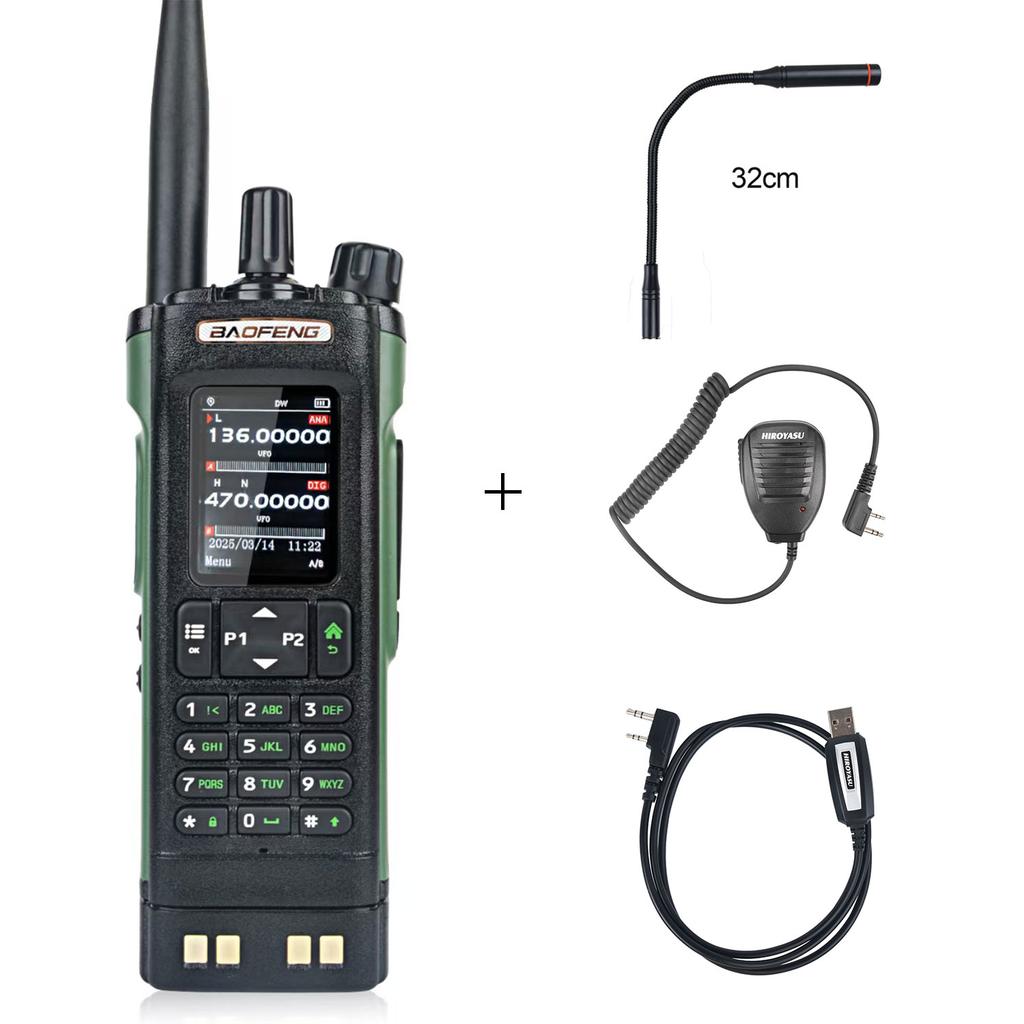 Baofeng DM-32 GPS DMR DIgital APRS Walkie Talkie AES256 Encryption 8W Air Band FM 2M 70CM GMRS Dual Band Radio DM-32UV