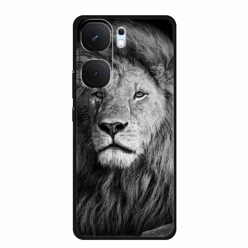 For Vivo iQOO Neo9 Pro Case TPU Silicone Soft Back Cover for Vivo iQOO Neo9 Neo 9 Black Fashion Cool Animals Coque Lion Tiger