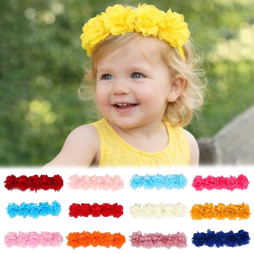 Šifonová květinová čelenka Elastická gumička do vlasů Měkká čelenka pro děti Děti Novorozence Batolata