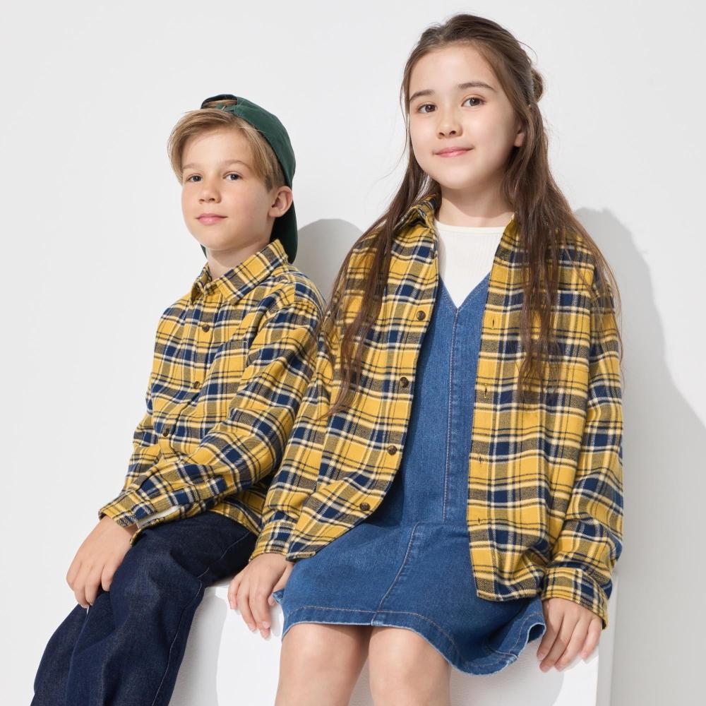

Uniqlo Kids фланелевая рубашка в клетку с длинным рукавом C