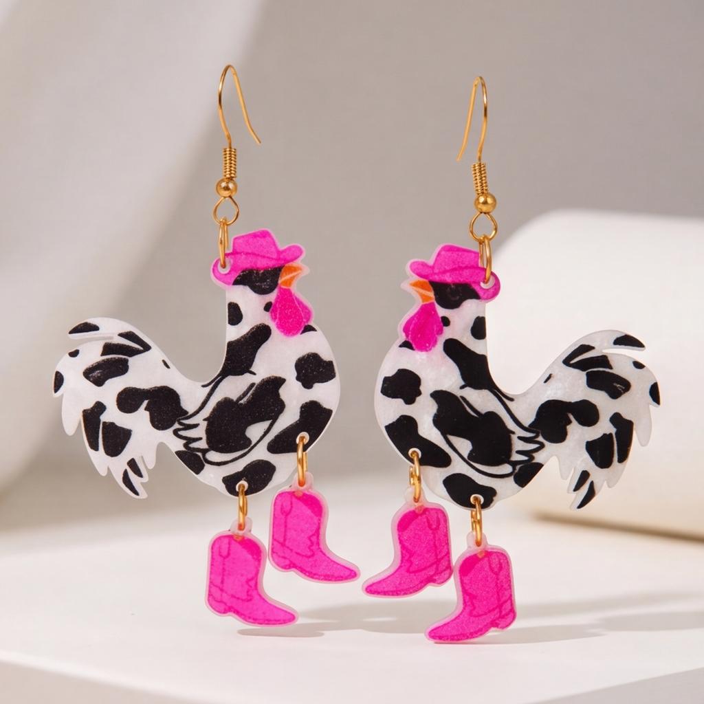 2D acrylic Christmas chick fun animal shaped earrings