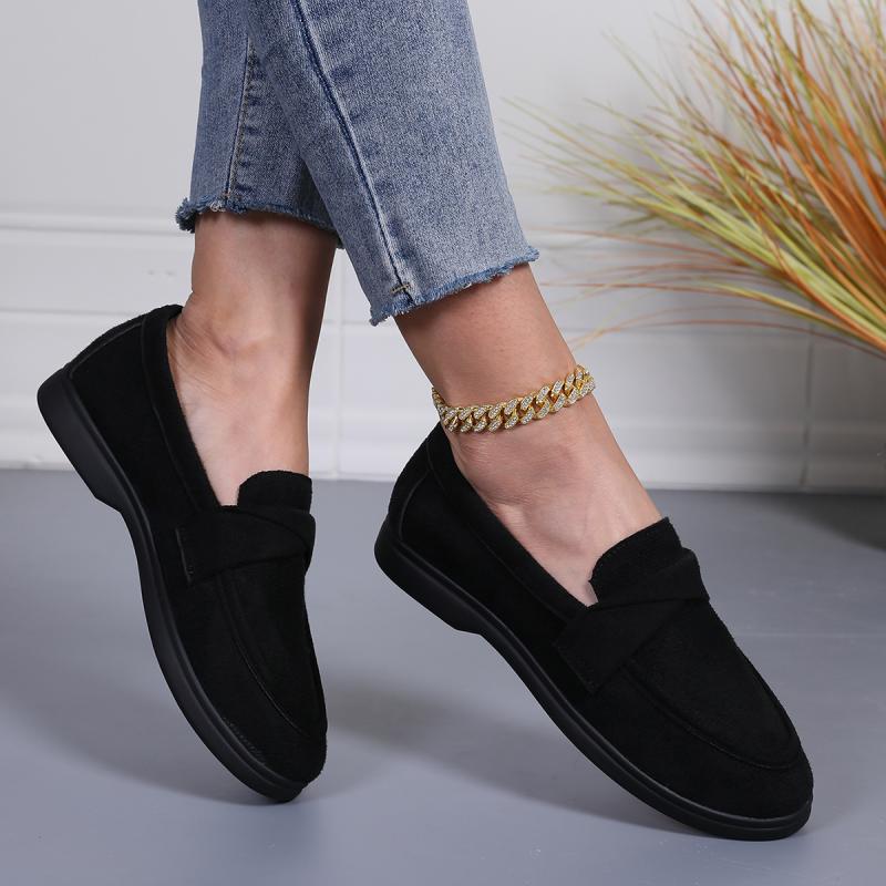 Fashion Fashion Pleated Strap Suede Loafers Shoes Women 2025 Summer Round Toe Low Heel Slip On Casual Shoes Soft Sole Holiday Pumps