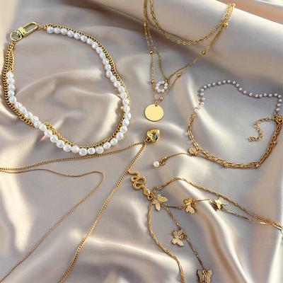 Trendy Multilayer Heart Snake Pendant Necklace for Women Gold Butterfly Chain Necklaces Choker Gifts Jewelry