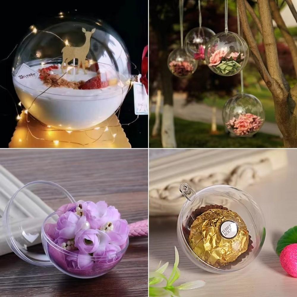 5PCS Large Capacity Christmas Transparent Ball DIY Bauble Ornament Christmas Trees Open Ball Box Home Party Gifts Box Decor