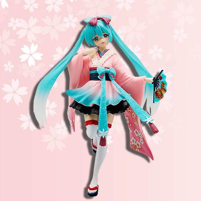 Anime Hatsune Miku Anime 20cm Figure Pink Dress PVC Model Action Cherry Pink Cherry Blossom Decoration Gift In Stock