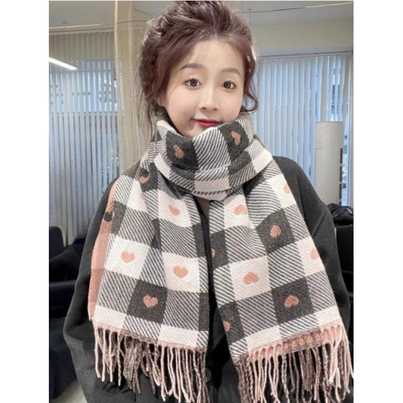 Solid Color Thickened Large Scarf Women's Autumn and Winter New Korean Version Winter Student Versatile Shawl Scarf White