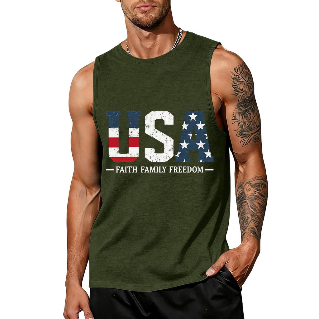 Men's Loose Fit Sleeveless Tank Top Casual Summer Daily Wear Printed Graphic Muscle Shirt Lightweight Breathable Fabric