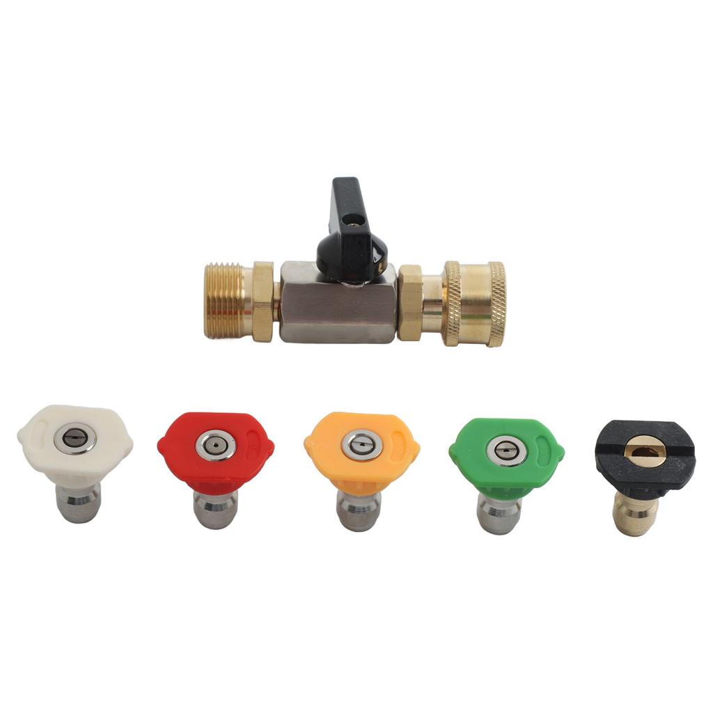 M22 14MM Adapter With Quick Coupling Ball Valve 4500 PSI Pressure Washer High Pressure Wash Ball Valve Kit 1/4" Quick Connector