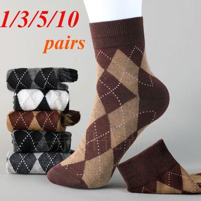 1/3/5/10 Paia Calzini da Uomo con Motivo a Quadri Stile Coreano alla Moda Versatili Retrò Calzini Comodi Casual di Media Lunghezza