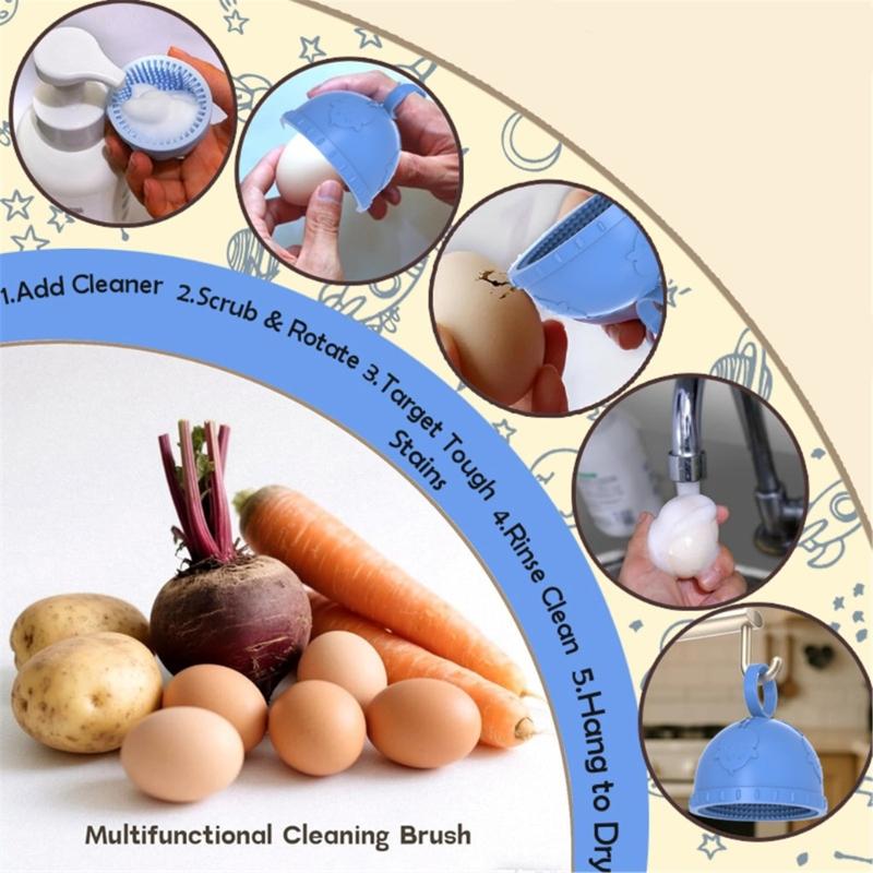 Soft Bristles Silicone Eggs Brush Dishwasher Safe Design Recyclable Eggs Scourer Ideal For Eggs And Delicate Food