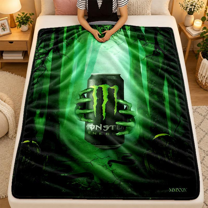 Flannel BlanketMonster Energy Warm Soft Throw Blanket for Indoor Sofa Bed Living Room Use