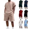 Herr Sommar Casual 2-delat Set Rundhalsad Kortärmad T-shirt och Shorts
