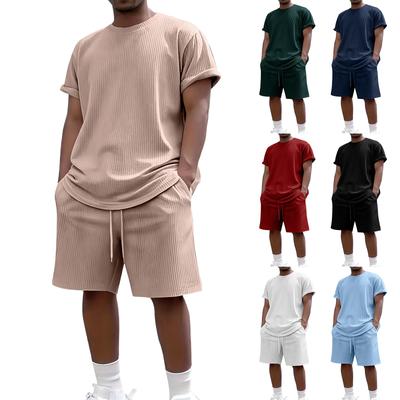 Men's Summer Casual 2-Piece Outfit Round Men's Neck Short Sleeve Tee Shorts Set