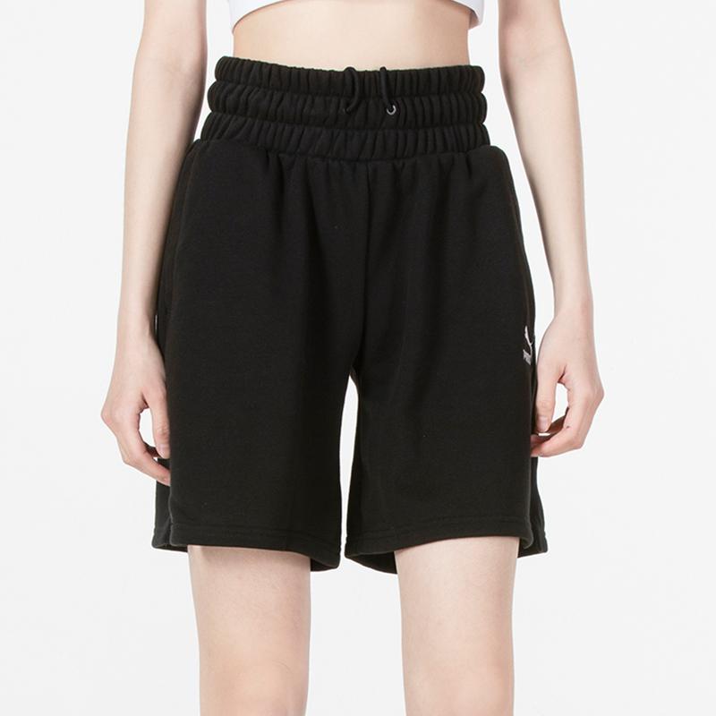 Puma Solid Color Logo Casual Knit Shorts Women Bottoms Black 535270-01