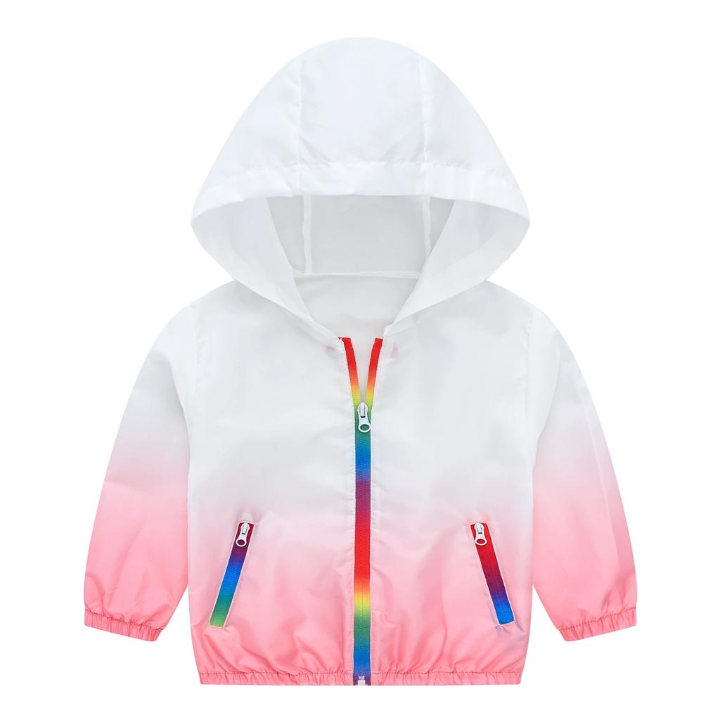 Children's Summer Hooded Breathable Sunscreen Long Sleeve Lightweight Zipper Jacket