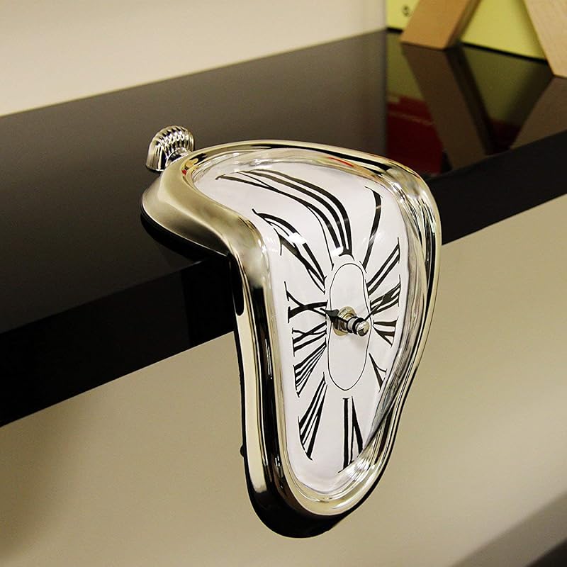 Melting Clock, Salvador Dali Watch Melted Wall Clock for Decorative Home Office Shelf Desk Table Funny Creative Gift Gold