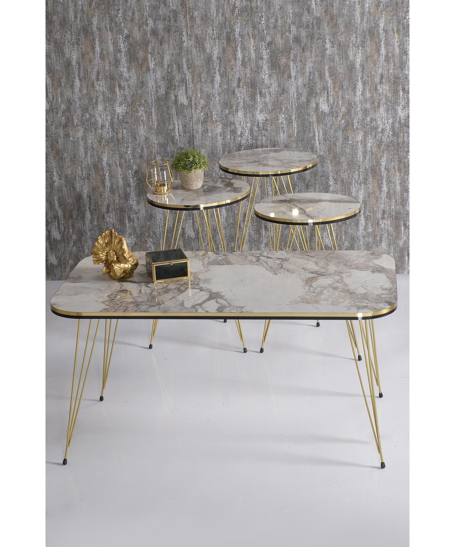 

Вложенный стол и центральный стол Kr Set Double Gold Efes Wire