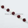 Round Garnet Bracelet, 925 Sterling Silver Bezel Bracelet