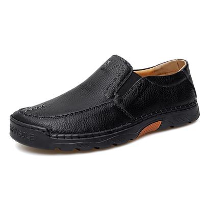 New Handmade  Leather ShoesMen Loafers Soft Cow Leather Men Thick Sole Casual Shoes Male Footwear Black Brown Slip On