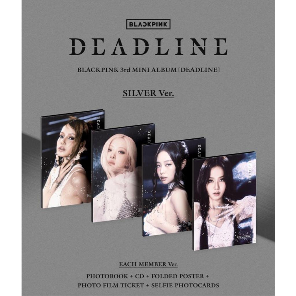 BLACKPINK - 3. Mini-Album [DEADLINE] (SILBER Version) + Zufällige Fotokarte (1 von 4) + Zusätzliches zufälliges Geschenk