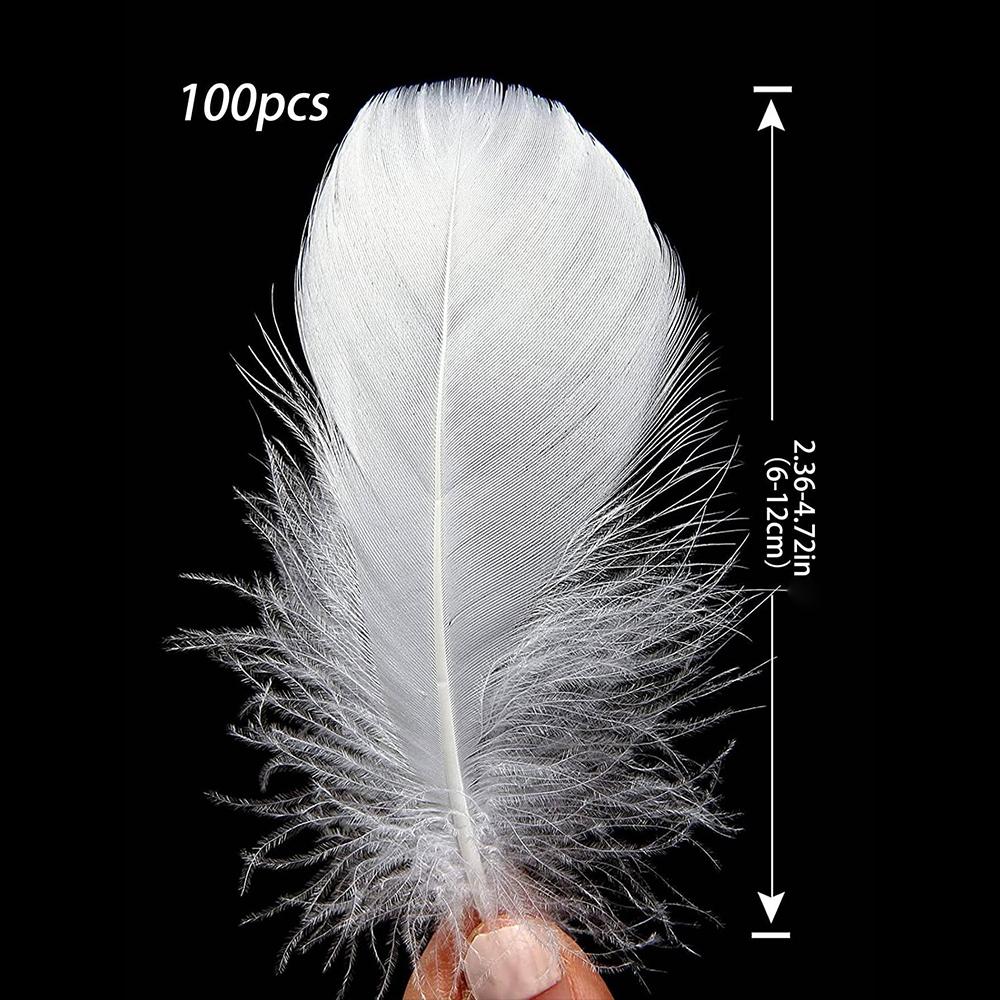 100Pcs White Feather Goose Feathers for Crafts DIY Wedding Party Halloween Decoration Goose Nagoire Feathers