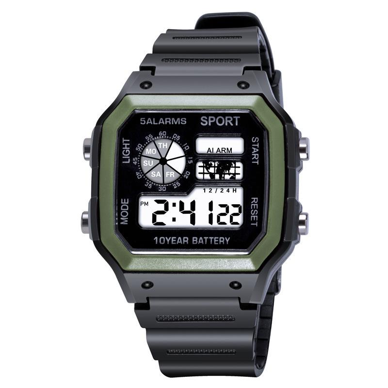 INS style men's small square adolescent student electronic watch, multi-functional temperament waterproof luminous watch