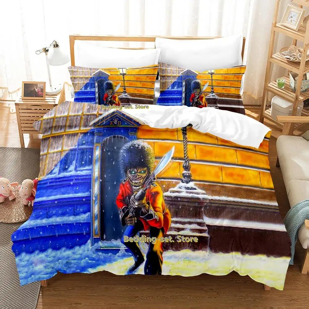 New Hip Hop Maiden Heavy Metal Bedding Set Cartoon Anime Three-piece Set Adult Kid Bedroom Duvetcover Sets Queen Bedding Set