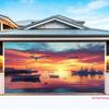 2D plane 1 large fishing port sunset with vivid coastal ships and bird patterns - suitable for living room wedding