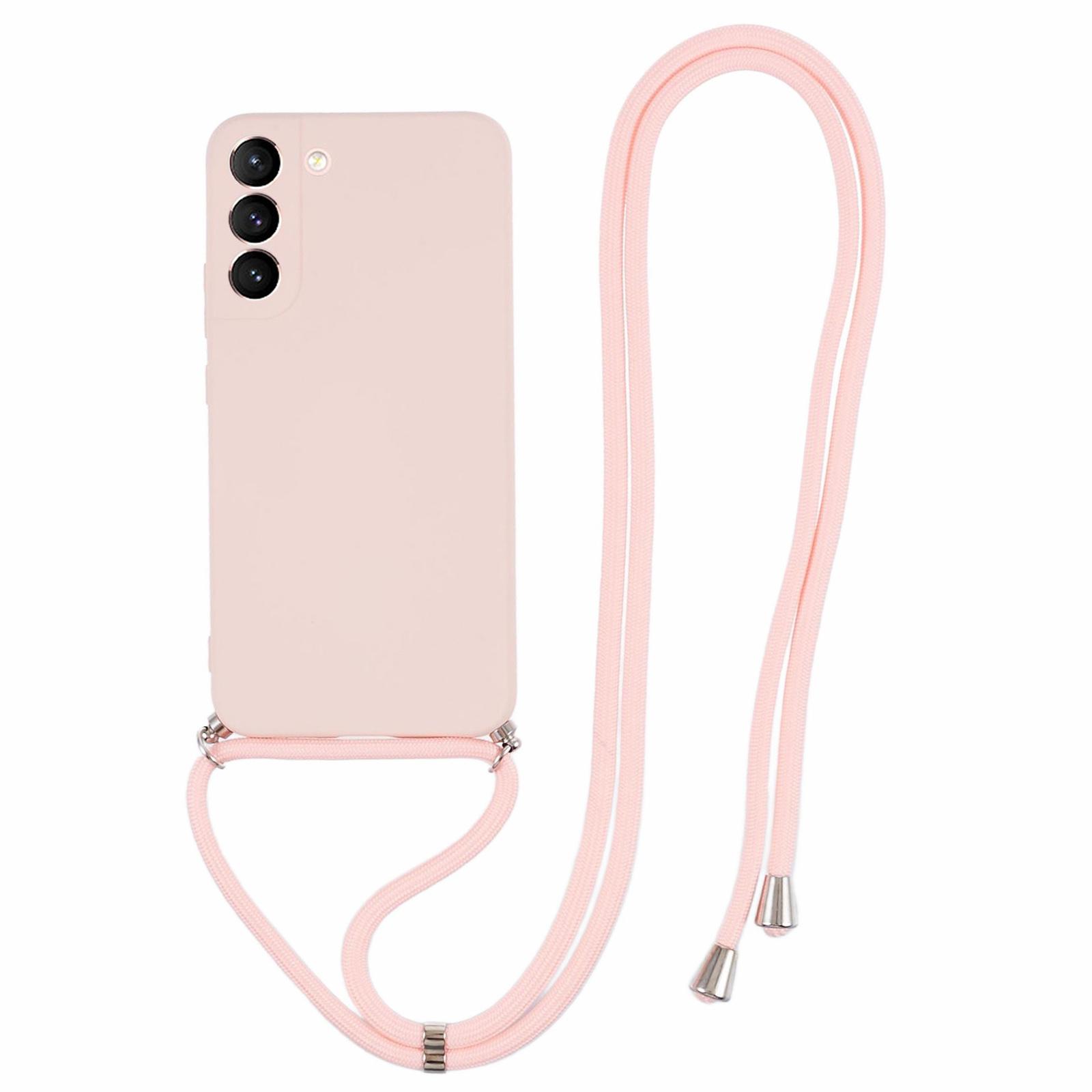 

For Samsung Galaxy S21+ 5G Case TPU Cell Phone Cover with Long Lanyard Pink