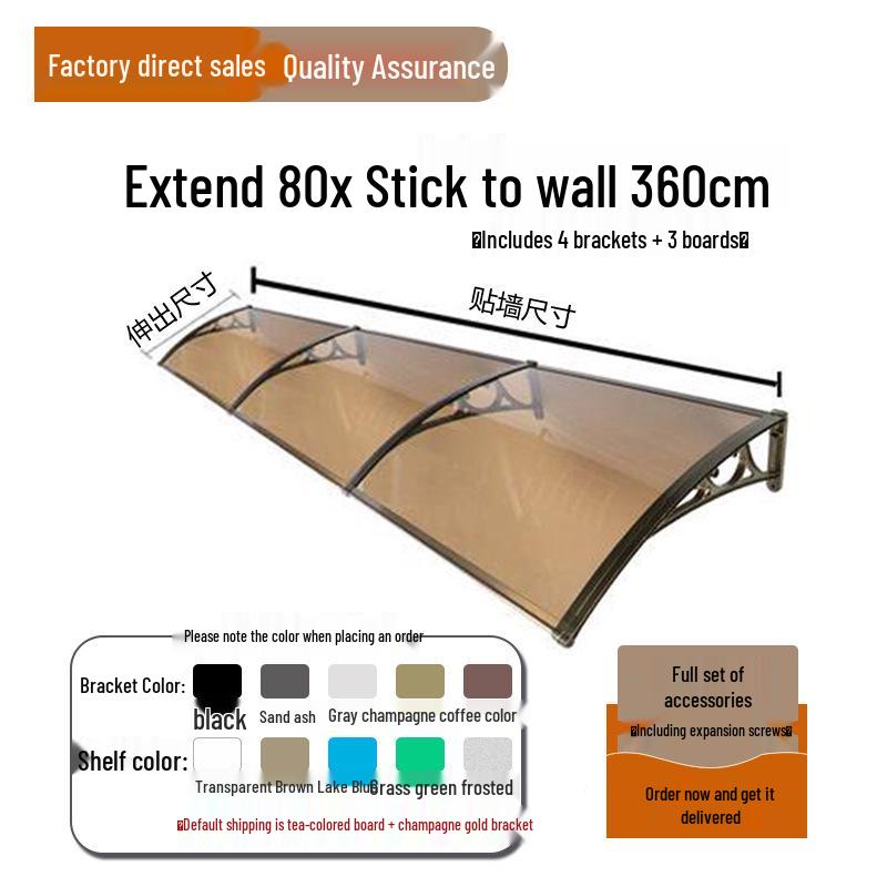 Aluminum Alloy Window Awning: Outdoor Polycarbonate Sunshade & Rain Shelter for Doorway or Balcony