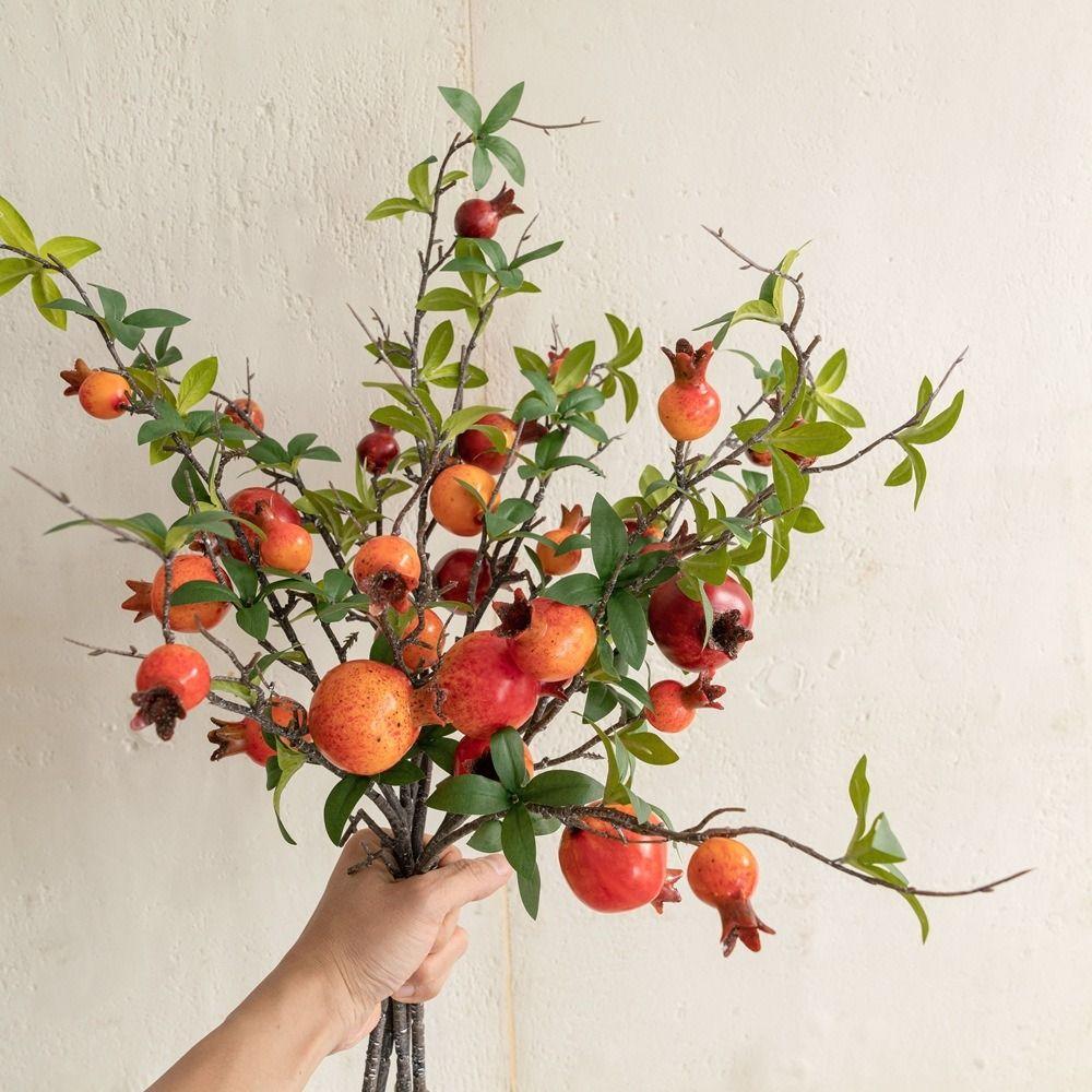 6-Fruit Artificial Pomegranate Branches Realistic Fake Plants  Chinese New Year Decor