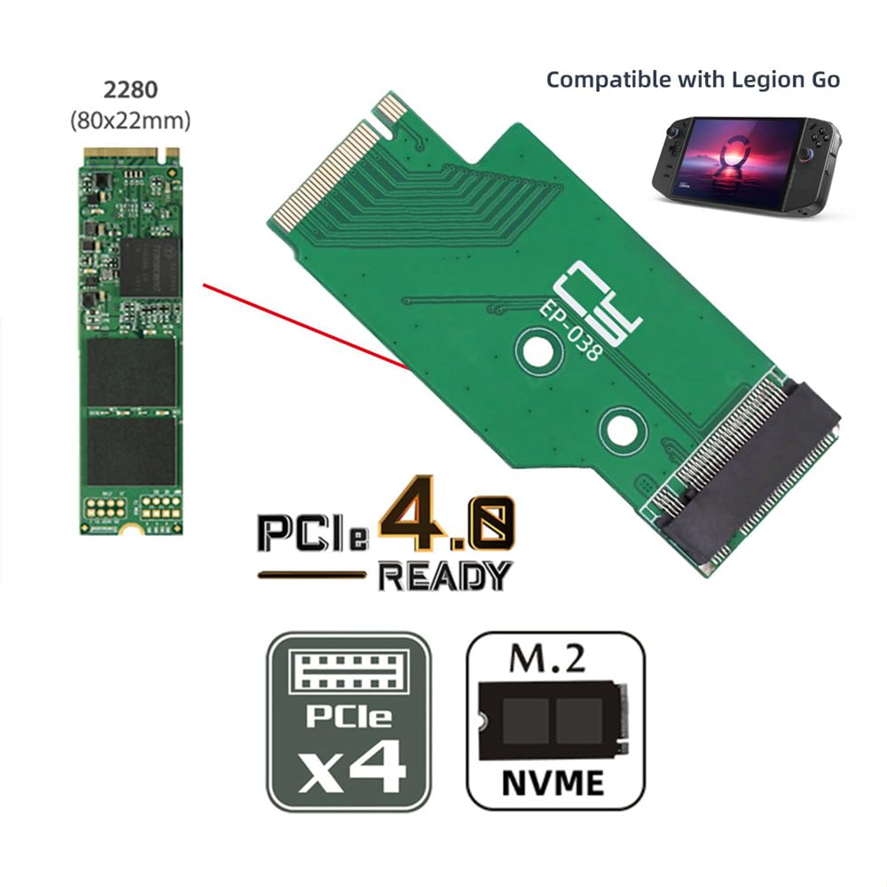 Xiwai NGFF NVMe 22x42mm To 22x80mm Male To Female Expansion SSD Legion Compatible with Game Boy PCI-E 4.0 M-Key Adapter, Go,