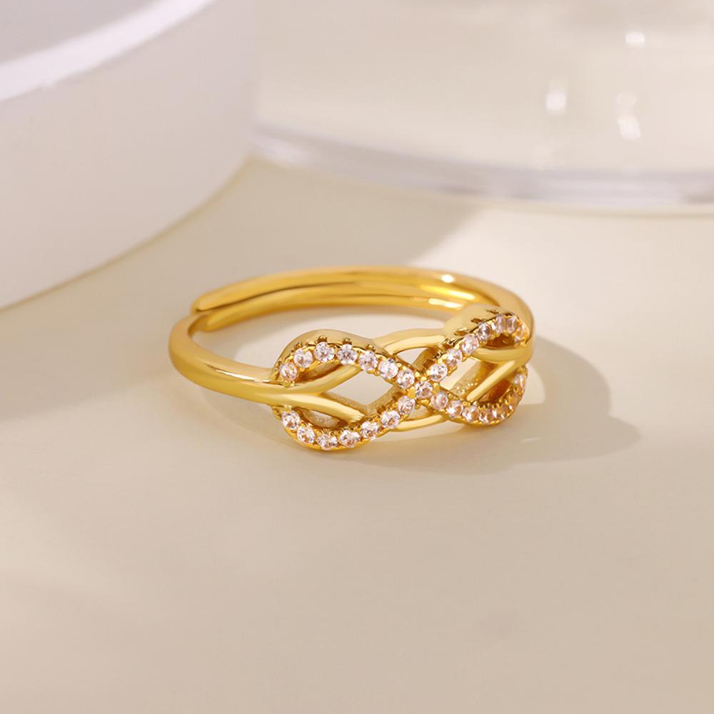 Zircon Chain Cross Rings For Women Vintage Gold Color Stainless Steel Geometric Open Ring Fashion Wedding Aesthetic Jewelry Gift